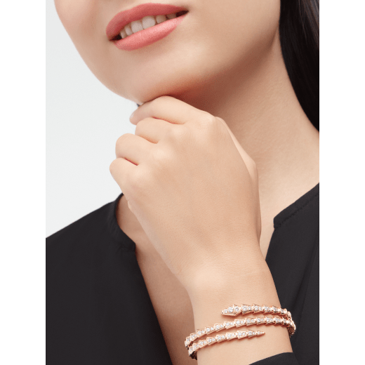 Serpenti Viper two-coil 18 kt rose gold bracelet, set with pavé diamonds BR858796 image 2