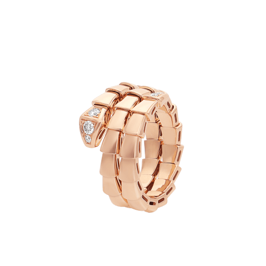 Anello Serpenti Viper a doppia spirale in oro rosa 18 kt con semi-pavé di diamanti. AN858824 image 1