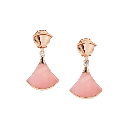 Orecchini DIVAS' DREAM in oro rosa 18 kt con inserti in opale rosa e pavé di diamanti. 357862 image 1