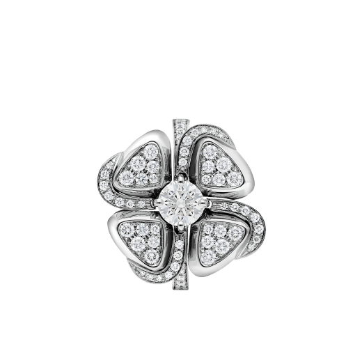 Fiorever 18 kt white gold ring set with a central diamond (0.50 ct) and pavé diamonds (0.52 ct) AN858138 image 2