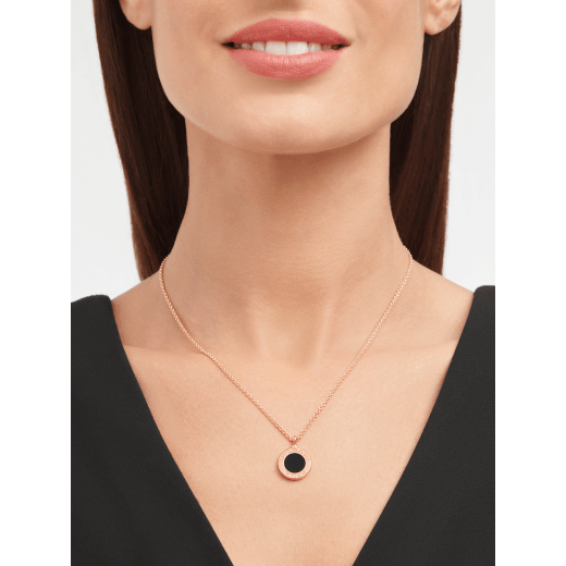 BVLGARI BVLGARI necklace with 18 kt rose gold chain and 18 kt rose gold pendant set with onyx and pavé diamonds 350815 image 4