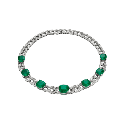 Das Gemme Principesche Collier mit atemberaubenden Smaragden, die sich mit Diamanten an einer imposanten Kette zu einem zeitlosen Design verbinden, funkelt in majestätischer Pracht. 260504 image 1