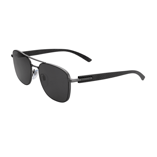 BVLGARI BVLGARI rectangular metal sunglasses with metal double bridge and carbon fibre arms. 903911 image 1