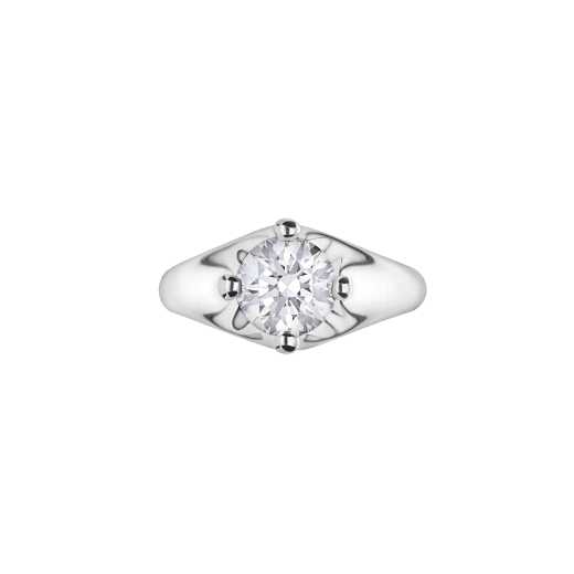 Corona platinum solitaire ring set with a round brilliant cut diamond 323743 image 3