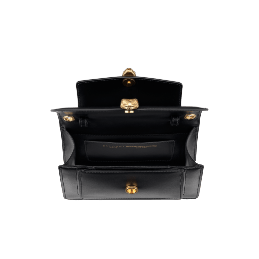 "Alexander Wang x Bvlgari" belt bag in smooth black calf leather. New double Serpenti head closure in antique gold-plated brass with tempting red enamel eyes. 288737 image 7