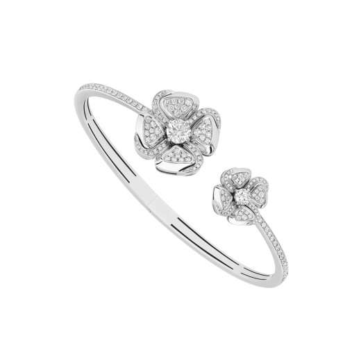 Fiorever 18 kt white gold bangle set with two central diamonds (0.50 ct and 0.15 ct) and pavé diamonds BR858890 image 1