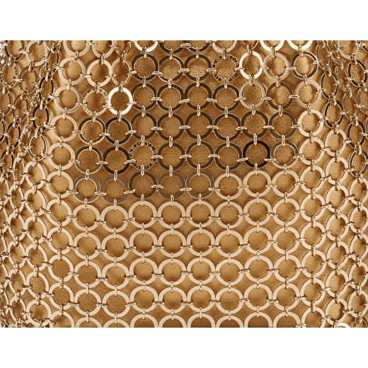 Serpenti Forever mini bucket bag in light gold calf leather with light-gold plated brass heritage mesh. 291696 image 6