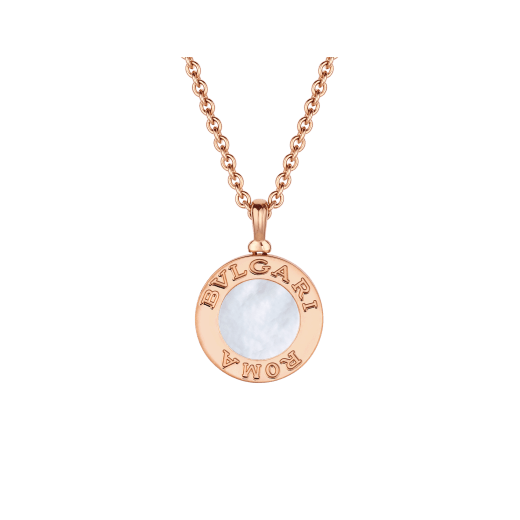 BVLGARI BVLGARI 18 kt rose gold chain and 18 kt rose gold pendant set with mother-of-pearl insert and pavé diamonds (0.34 ct) 358375 image 4