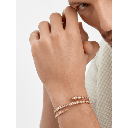 Serpenti Viper two-coil 18 kt rose gold bracelet, set with pavé diamonds BR858796 image 4
