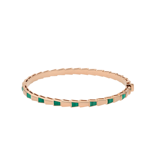 Serpenti Viper 18 kt rose gold thin bangle bracelet set with malachite elements BR858709 image 2