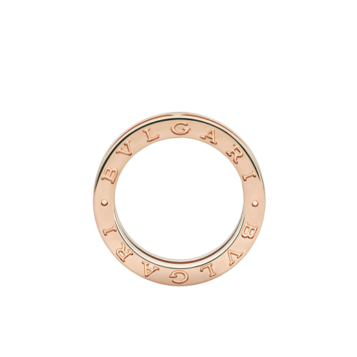 Anello B.zero1 a una fascia in oro rosa 18 kt con pavé di diamanti lungo la spirale. B-zero1-1-bands-AN854461 image 2