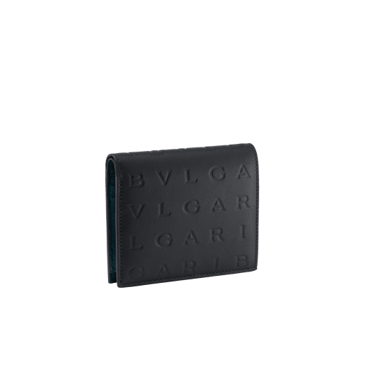 Bulgari Logo compact wallet in Ivory Opal white calf leather with hot stamped Infinitum Bulgari logo pattern and plain Pink Spinel nappa leather lining. Light gold-plated brass hardware BVL-COMPACTWLT image 1