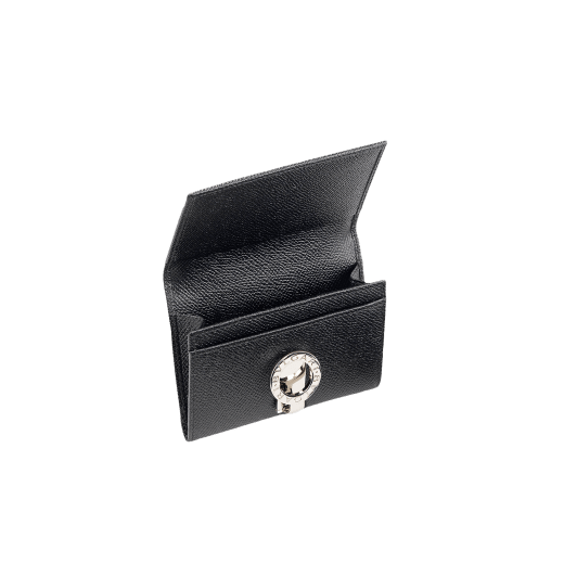 Black grain leather business card holder with iconic brass palladium plated clip featuring the Bulgari∙Bulgari motif. One internal gusset. Also available in other colours. 11 X 8 X 2 cm. - 4.3 x 3.2 x 0.8 30420 image 1