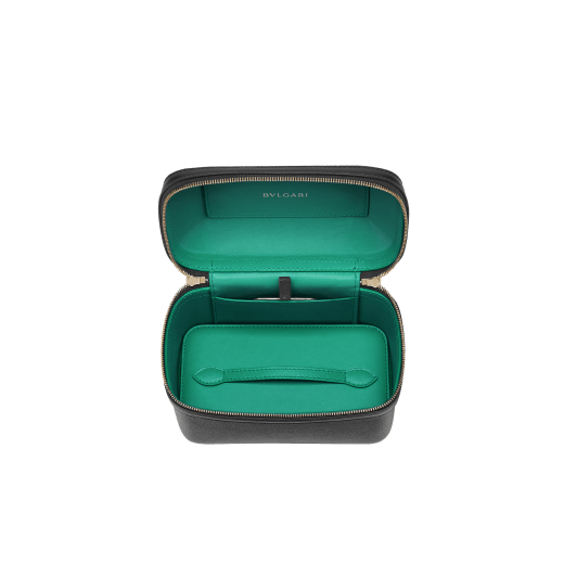Serpenti Forever jewelry box bag in twilight sapphire blue Urban grain calf leather with Niagara sapphire blue nappa leather lining. Captivating snakehead zip pullers and chain strap decors in light gold-plated brass. 1177-UCL image 5
