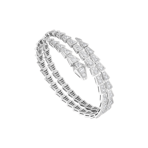 Serpenti Viper two-coil 18 kt white gold bracelet, set with pavé diamonds BR858795 image 1