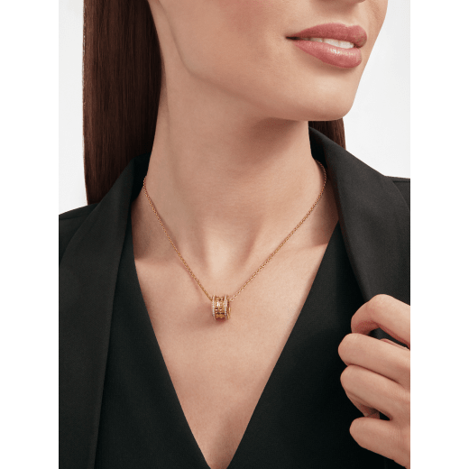 B.zero1 Rock necklace with 18 kt yellow gold pendant with studded spiral, pavé diamonds on the edges and 18 kt yellow gold chain 357885 image 4