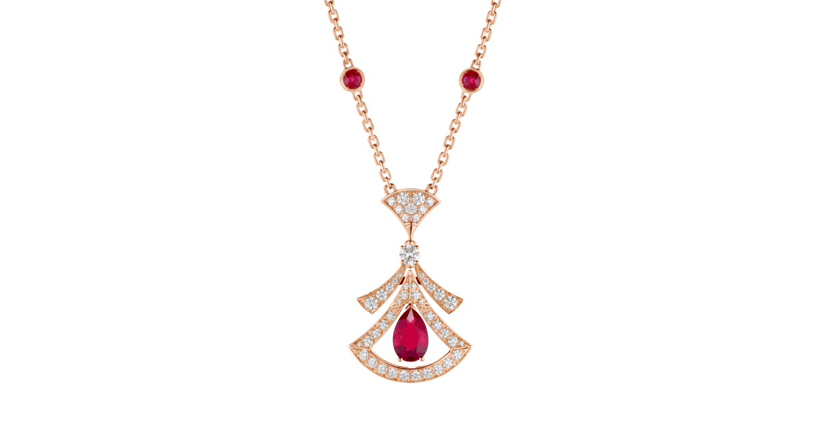 Rose gold DIVAS’ DREAM Necklace Red with 0.86 ct Diamonds,Rubies ...