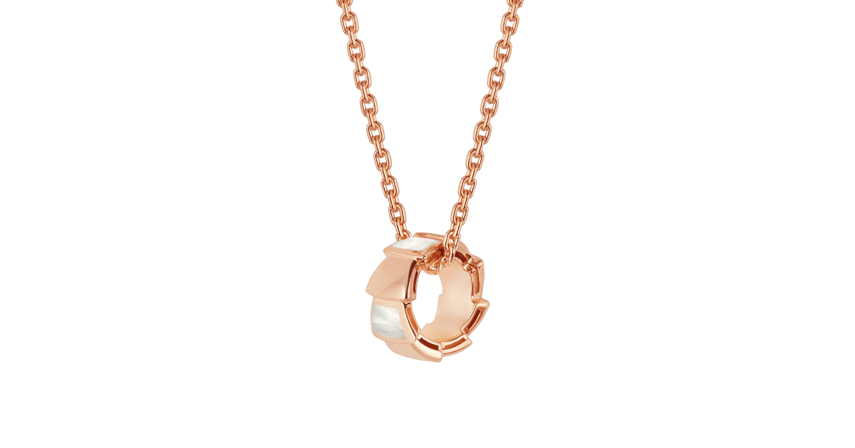 Rose gold Serpenti Viper Necklace with White Mother of Pearl | Bulgari ...