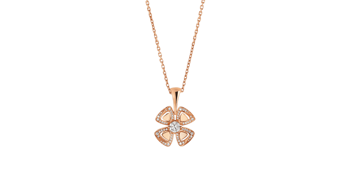 Rose gold Fiorever Necklace with 0.34 ct Diamonds | Bulgari Official Store