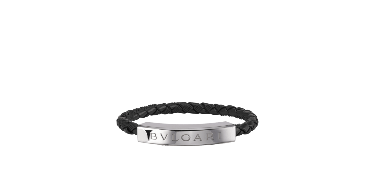 Personalized Lack Braided Genuine Leather Bracelet Wrist Cuff With Mag