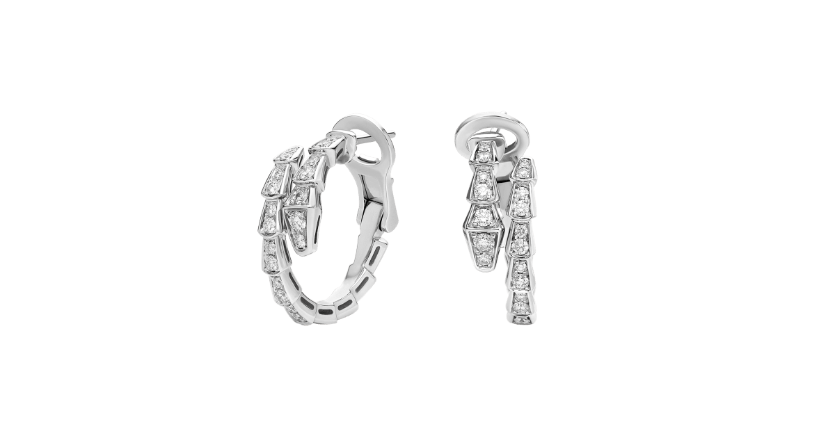 White gold Serpenti Viper Earrings White with 0.75 ct Diamonds | Bulgari Official Store