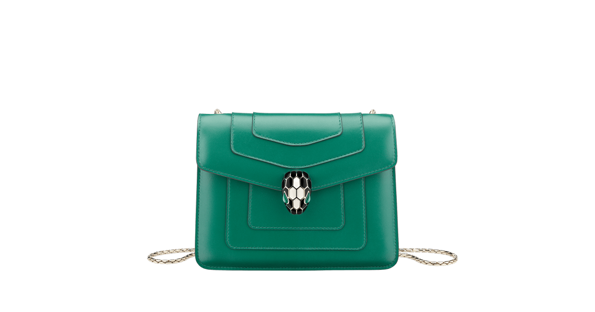 Bvlgari Womens Emerald Green Serpentine Leather Clutch Bag