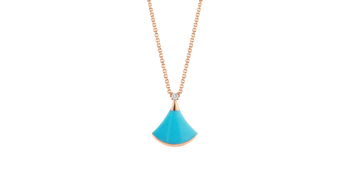 Rose gold DIVAS DREAM Necklace Light Blue with 0.03 ct Diamonds Turquoise Bulgari Official Store