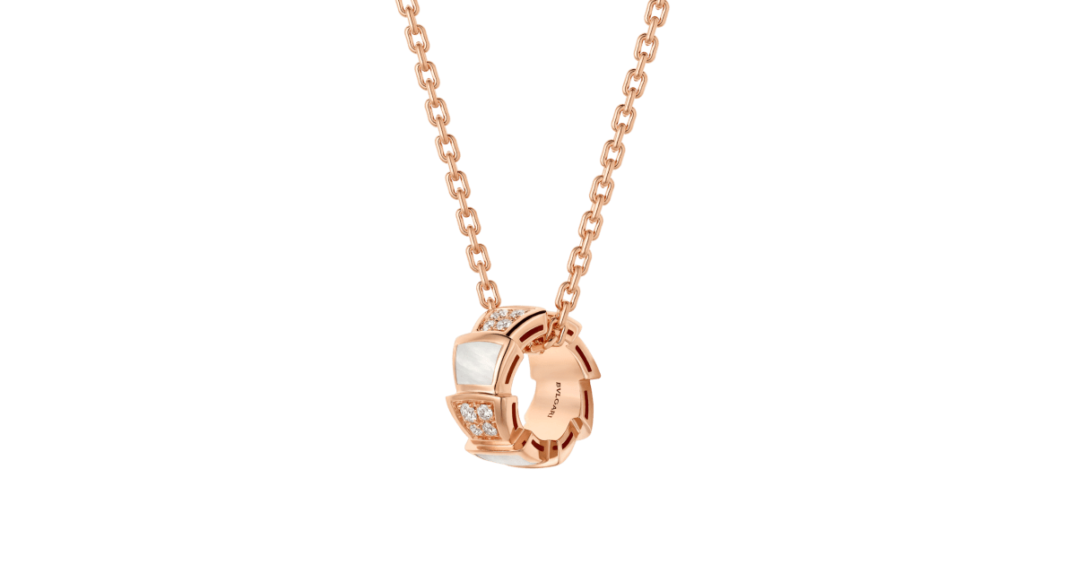 Rose gold Serpenti Viper Necklace White with 0.2 ct Diamonds,Mother of ...