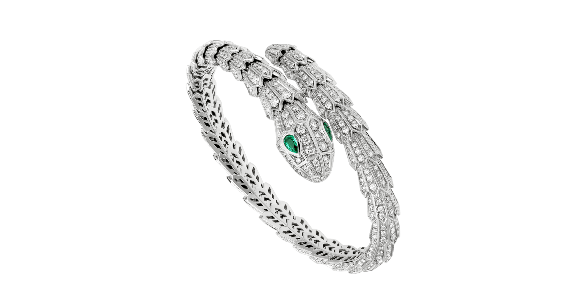 Snake Bracelet With Emerald Eyes Silver or Black Serpent Bracelet