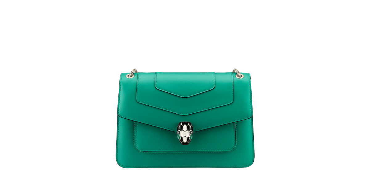 BVLGARI Womens Green Serpenti Forever Leather Shoulder Bag