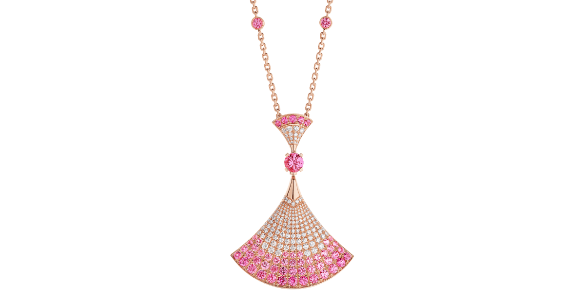 Rose gold DIVAS' DREAM Necklace Pink with 1.01 ct Diamonds,Rubies