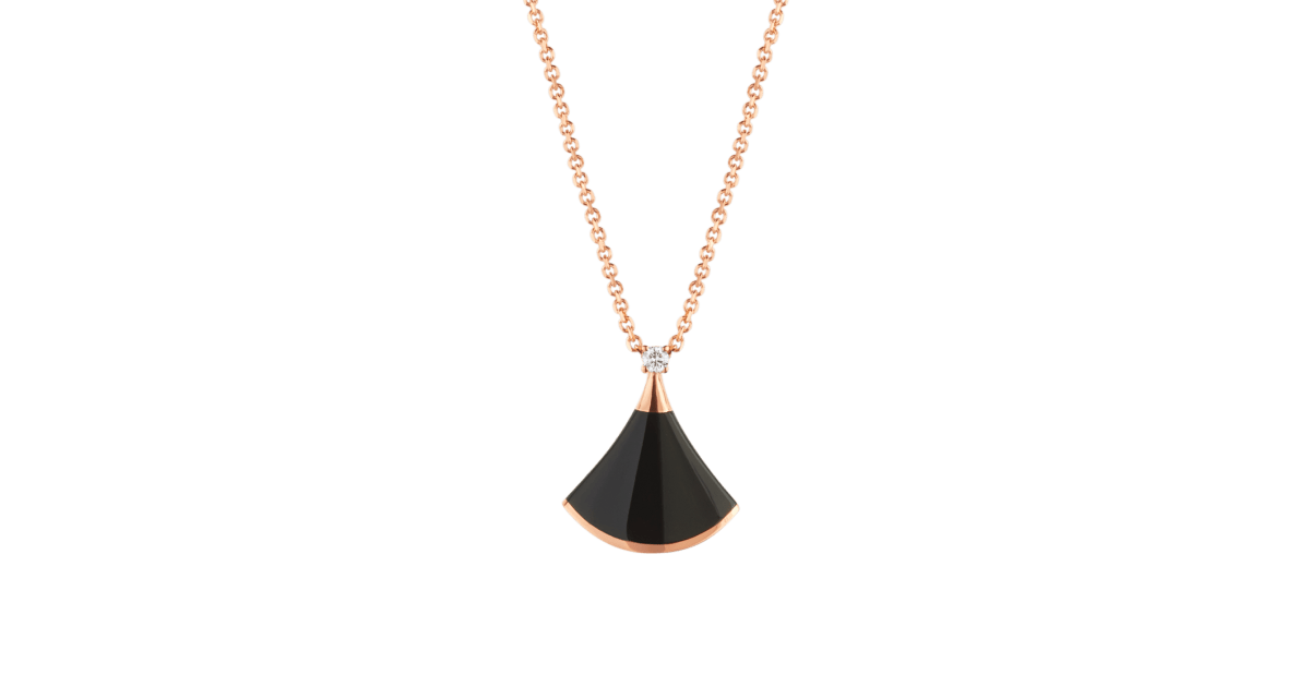 Rose gold DIVAS’ DREAM Necklace Black with 0.03 ct Diamonds,Onyx ...