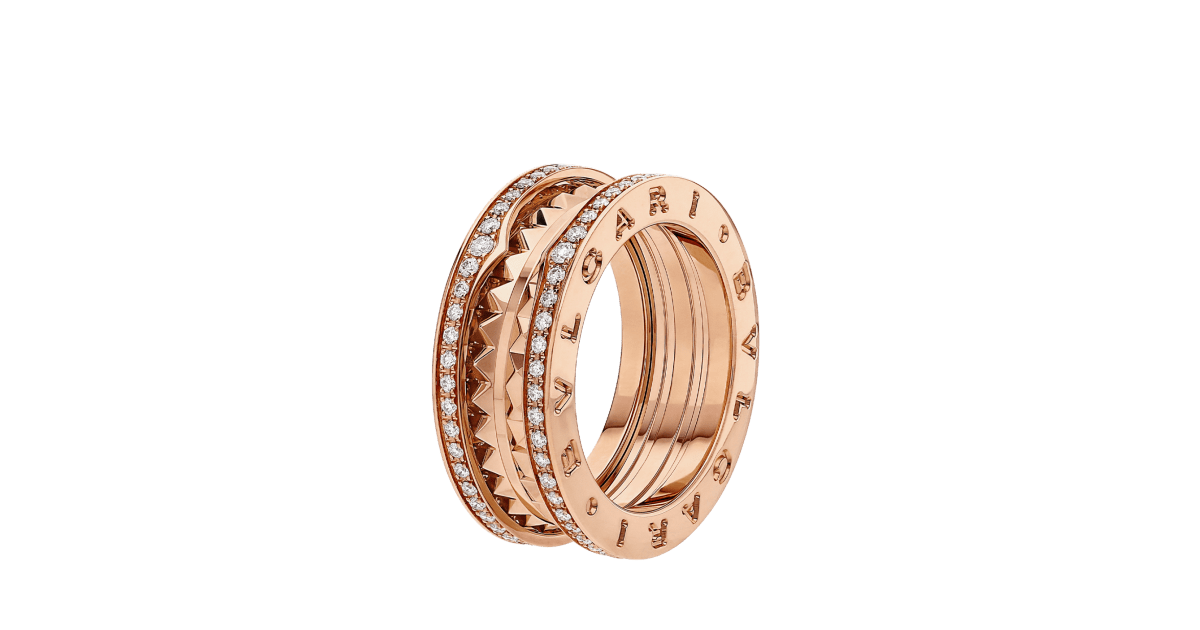 Rose gold B.zero1 Ring with 0.51 ct Diamonds Bulgari Official Store