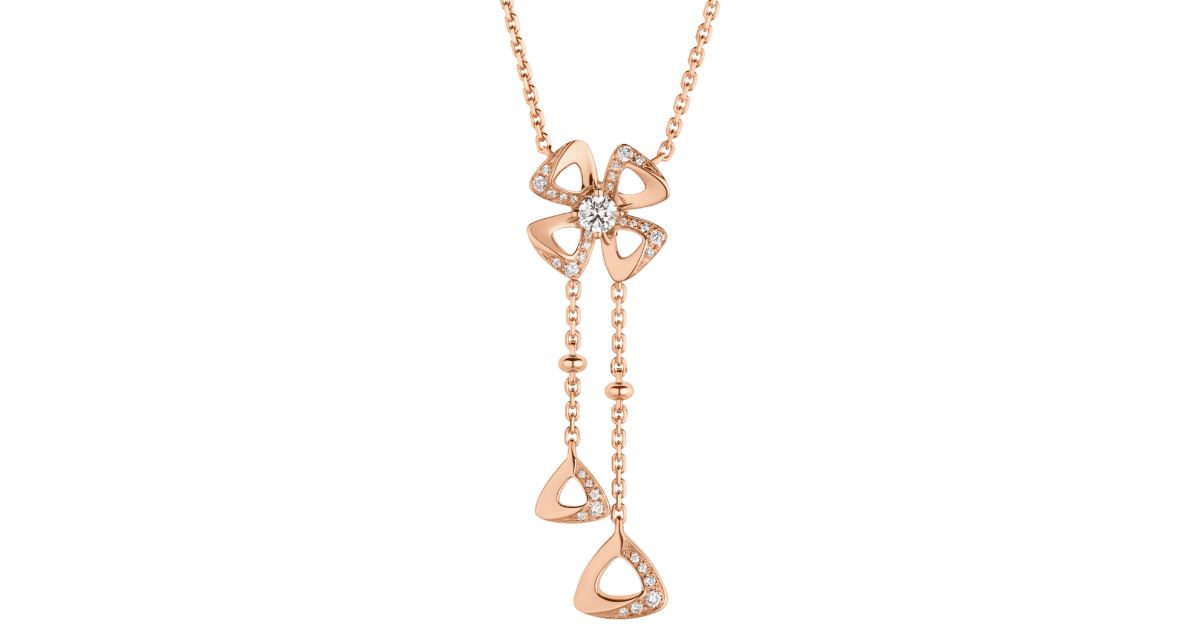 Rose gold Fiorever Necklace with 0.19 ct Diamonds | Bulgari Official Store