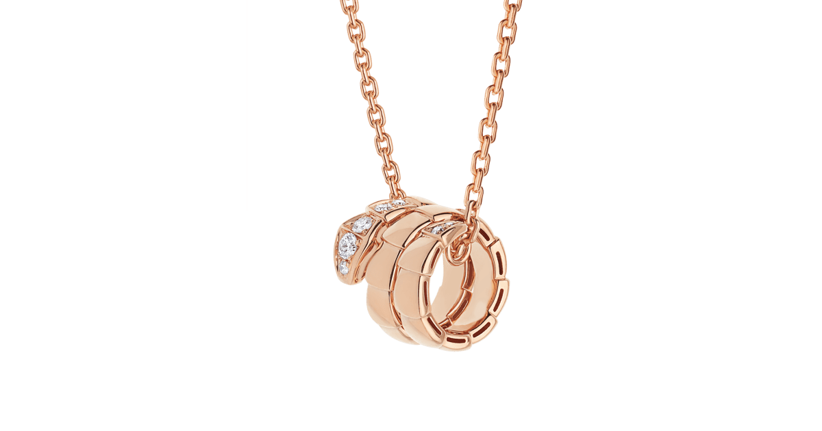Rose gold Serpenti Viper Necklace with 0.13 ct Diamonds | Bulgari Official Store