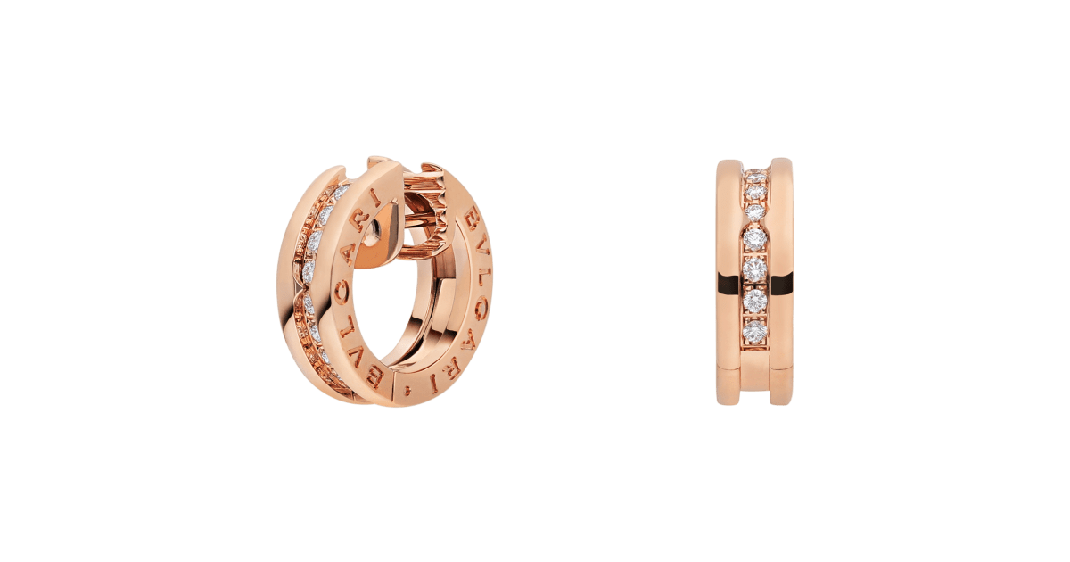 Rose gold B.zero1 Earrings with 0.18 ct Diamonds | Bulgari Official Store