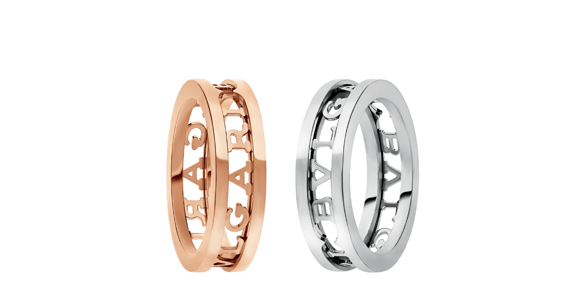 B.zero1 White and Rose Gold Couples' Rings | Bulgari
