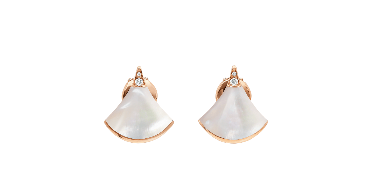 Bvlgari Mother of Pearl 18k Rose Gold Stud Earrings Bvlgari | TLC