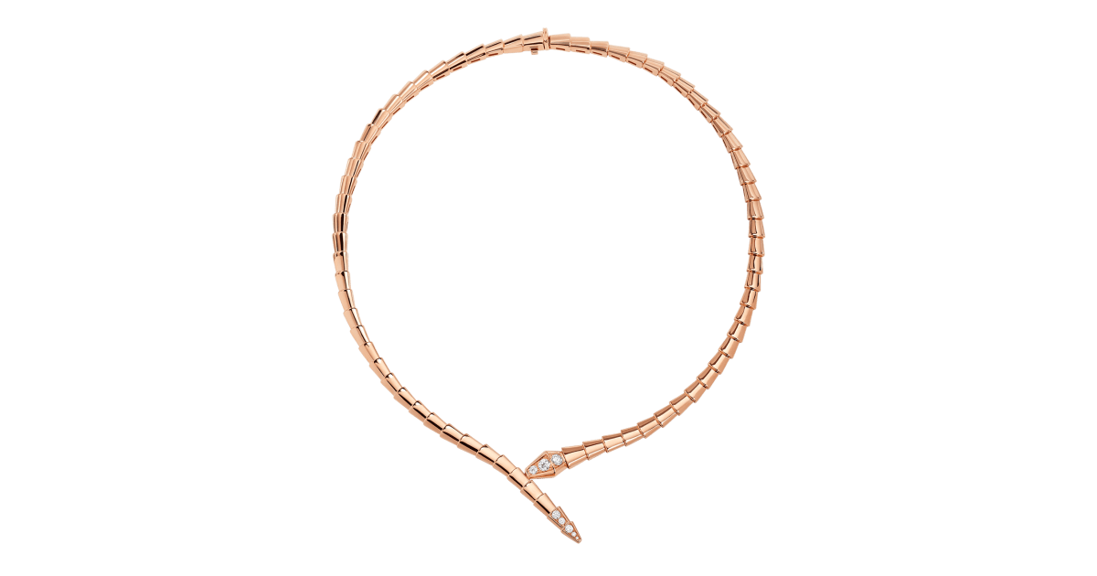 Rose gold Serpenti Viper Necklace with 0.41 ct Diamonds | Bulgari Official Store