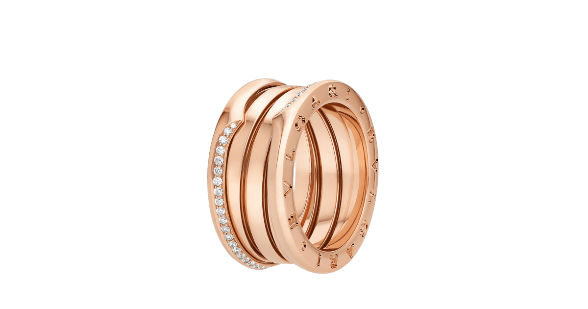 Rose gold B.zero1 Ring with 0.2 ct Diamonds Bulgari Official Store