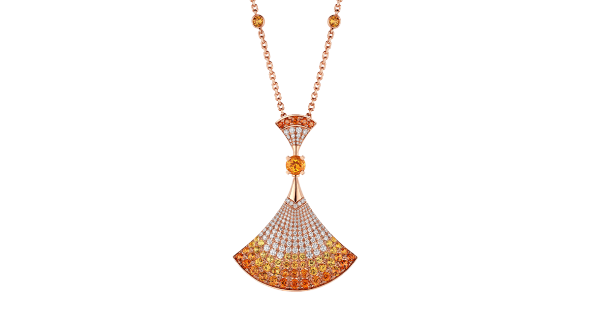 Rose gold DIVAS DREAM Necklace with 1.01 ct Diamonds Mandarin Garnet Bulgari Official Store