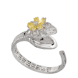 Serpenti Misteriosi Secret Watch with 18 kt white gold head set with brilliant-cut, baguette-cut and marquise-shaped diamonds, pear-shaped yellow diamonds and diamond eyes, 18 kt white gold case, dial and bracelet all set with brilliant-cut diamonds 103036 image 2