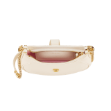 Serpenti Ellipse small crossbody bag in Urban grain and smooth flamingo quartz pink calf leather with flamingo quartz pink gros grain lining. Captivating snakehead closure in gold-plated brass embellished with black onyx scales and red enamel eyes. Online exclusive colour. 1204-Hobo image 4