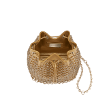 Serpenti Forever mini bucket bag in light gold calf leather with light-gold plated brass heritage mesh. 291696 image 4