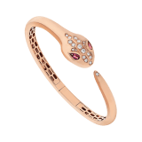 Serpenti bracelet in 18 kt rose gold, set with rubellite eyes and demi pavé diamonds on the head and the tail. BR857813 image 1