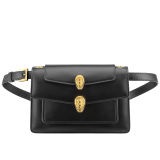 "Alexander Wang x Bvlgari" belt bag in smooth black calf leather. New double Serpenti head closure in antique gold-plated brass with tempting red enamel eyes. 288737 image 4