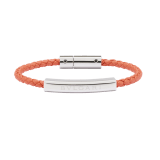 BULGARI BULGARI bracelet in coral carnelian braided calf leather. Silver plate in the middle engraved with iconic BULGARI logo and silver clasp closure. LOGOPLATEW-WCL-CC image 1