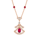 DIVAS' DREAM 18 kt rose gold openwork necklace set with a pear-shaped ruby (1.52 ct), round brilliant-cut rubies (0.85 ct), a round brilliant-cut diamond and pavé diamonds (0.86 ct) 356953 image 1