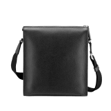 BVLGARI BVLGARI zip-top messenger bag in charcoal diamond grain calf leather with brass palladium plated hardware. BBM-001-0624S image 4