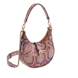 Serpenti Ellipse small crossbody bag in multicolour Early Bright python skin with caramel topaz beige nappa leather lining. Captivating snakehead closure in light gold-plated brass embellished with black onyx scales and red enamel eyes. 291746 image 2
